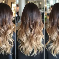 Chevelure brune dégradée vers le blond, un style ombré hair vs balayage subtil et naturel.