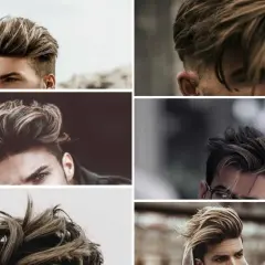 Collage de coiffures homme avec balayage, des looks modernes et stylés pour un style audacieux.