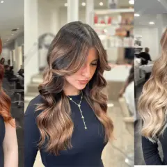 Trois femmes arborent des chevelures magnifiques : un carré flou wavy roux, un carré flou wavy brun avec reflets, et un carré flou wavy blond.