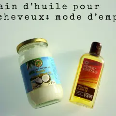 Bain d'huile cheveux : huile de coco bio et huile de jojoba pure pour des soins capillaires naturels.
