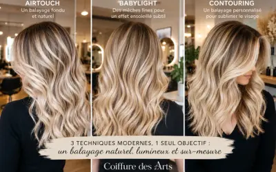 Trois femmes arborent des balayages blonds variés : AirTouch naturel, Babylight subtil, et Contouring personnalisé. Un look lumineux pour chaque femme.