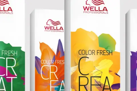Packaging Wella Color Fresh. Le dosage oxydant et crème colorante Wella est essentiel pour une couleur vibrante.