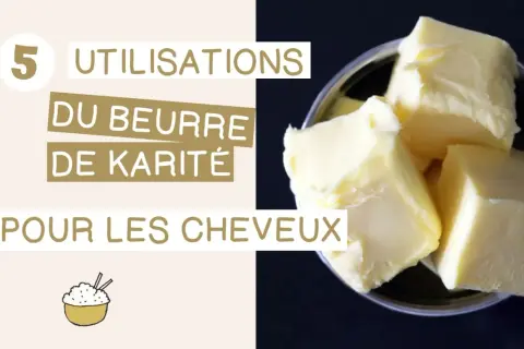 5 utilisations du beurre de karité pour les cheveux. Gros plan sur des cubes de beurre de karité crémeux.