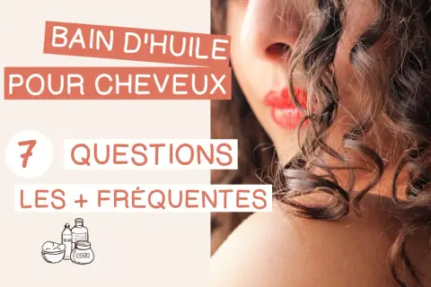 Bain d'huile pour cheveux : 7 questions fréquentes sur comment faire un bain d'huile pour cheveux. Illustrations d'ingrédients naturels.