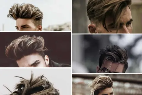 Collage de coiffures homme avec balayage, des looks modernes et stylés pour un style audacieux.