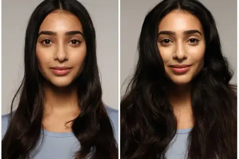 Avant/après : une chevelure plus volumineuse et brillante après avoir choisi de se laver les cheveux une fois par semaine.