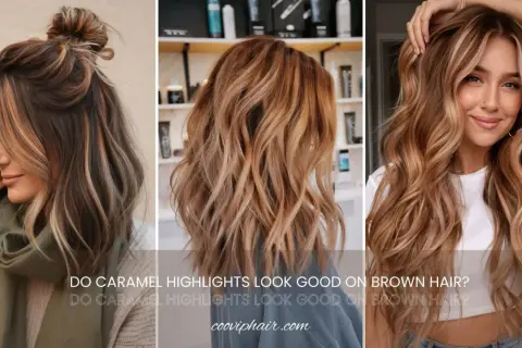 Trois femmes arborent un magnifique balayage sur brune, avec des mèches caramel qui illuminent leurs chevelures ondulées.
