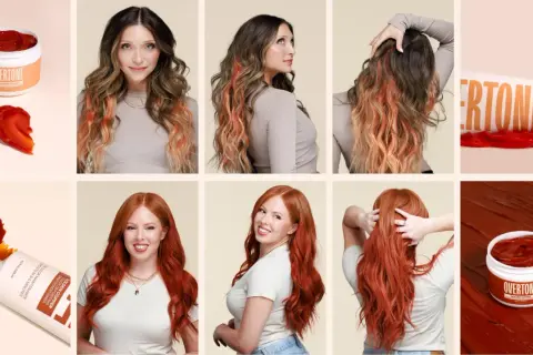 Des femmes aux cheveux longs et ondulés, certains avec des mèches orangées, d'autres d'un roux flamboyant. La couleur chaude des cheveux est mise en valeur par des produits de coloration.