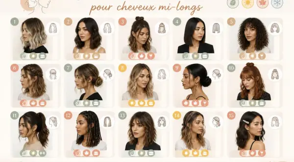 15 idées coiffure cheveux lisse mi long : des looks variés pour tous les jours et toutes les occasions.