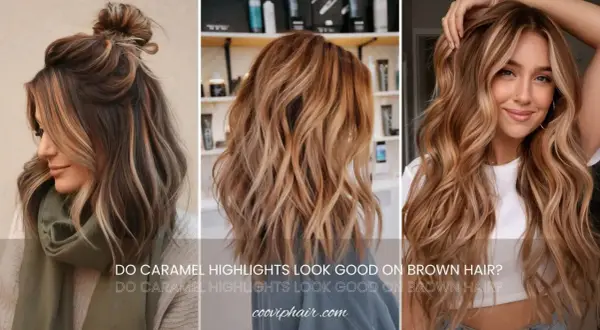 Trois femmes arborent un magnifique balayage sur brune, avec des mèches caramel qui illuminent leurs chevelures ondulées.