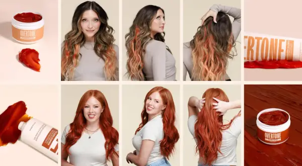 Des femmes aux cheveux longs et ondulés, certains avec des mèches orangées, d'autres d'un roux flamboyant. La couleur chaude des cheveux est mise en valeur par des produits de coloration.