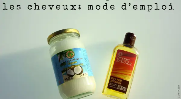 Bain d'huile cheveux : huile de coco bio et huile de jojoba pure pour des soins capillaires naturels.