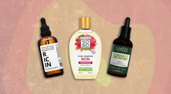 Trois flacons d'huile de ricin, parfaits pour savoir huile de ricin cheveux combien de fois par semaine.