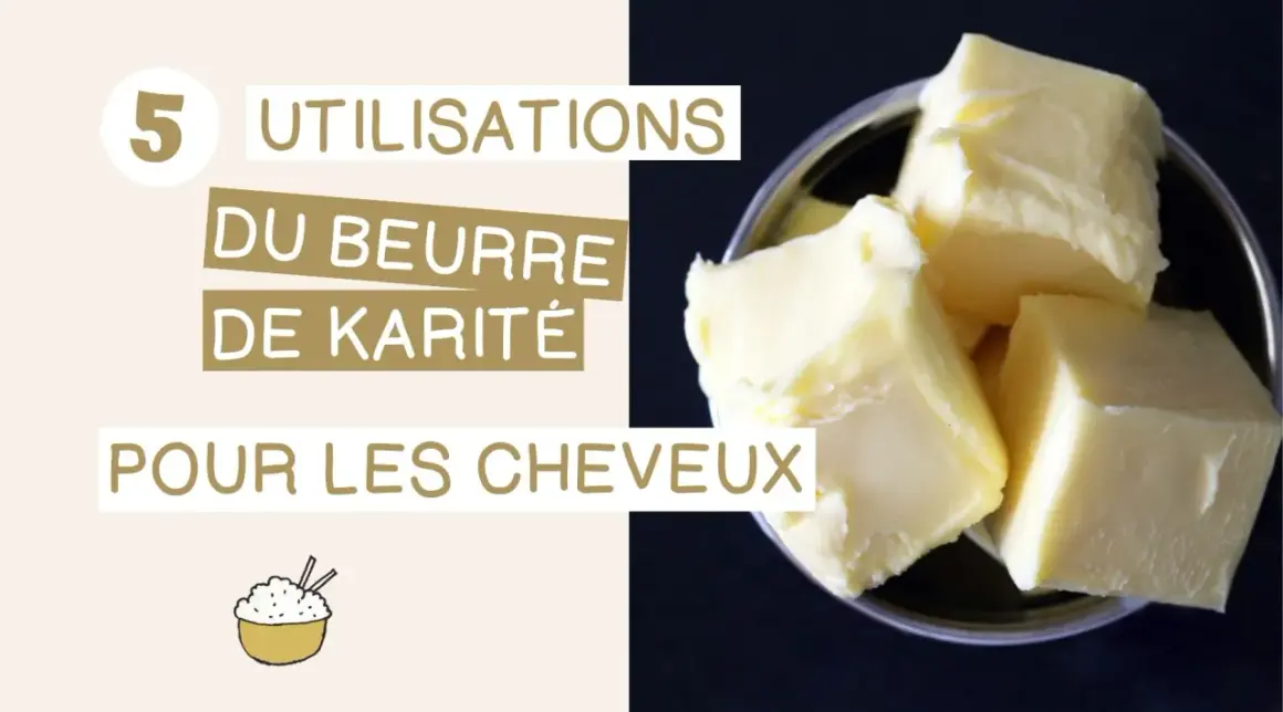 5 utilisations du beurre de karité pour les cheveux. Gros plan sur des cubes de beurre de karité crémeux.