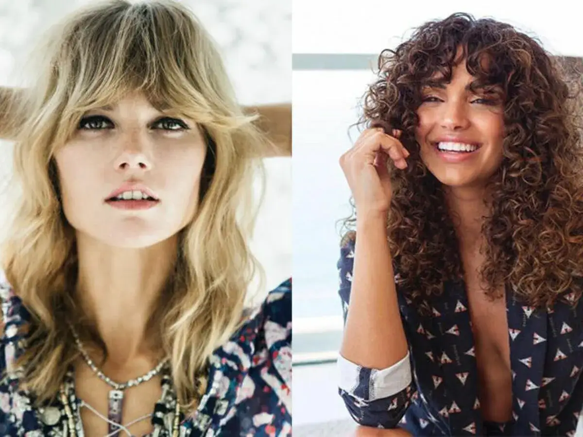 Deux femmes aux coiffures shaggy : l'une avec des cheveux blonds ondul&eacute;s et une frange, l'autre avec des boucles brunes.