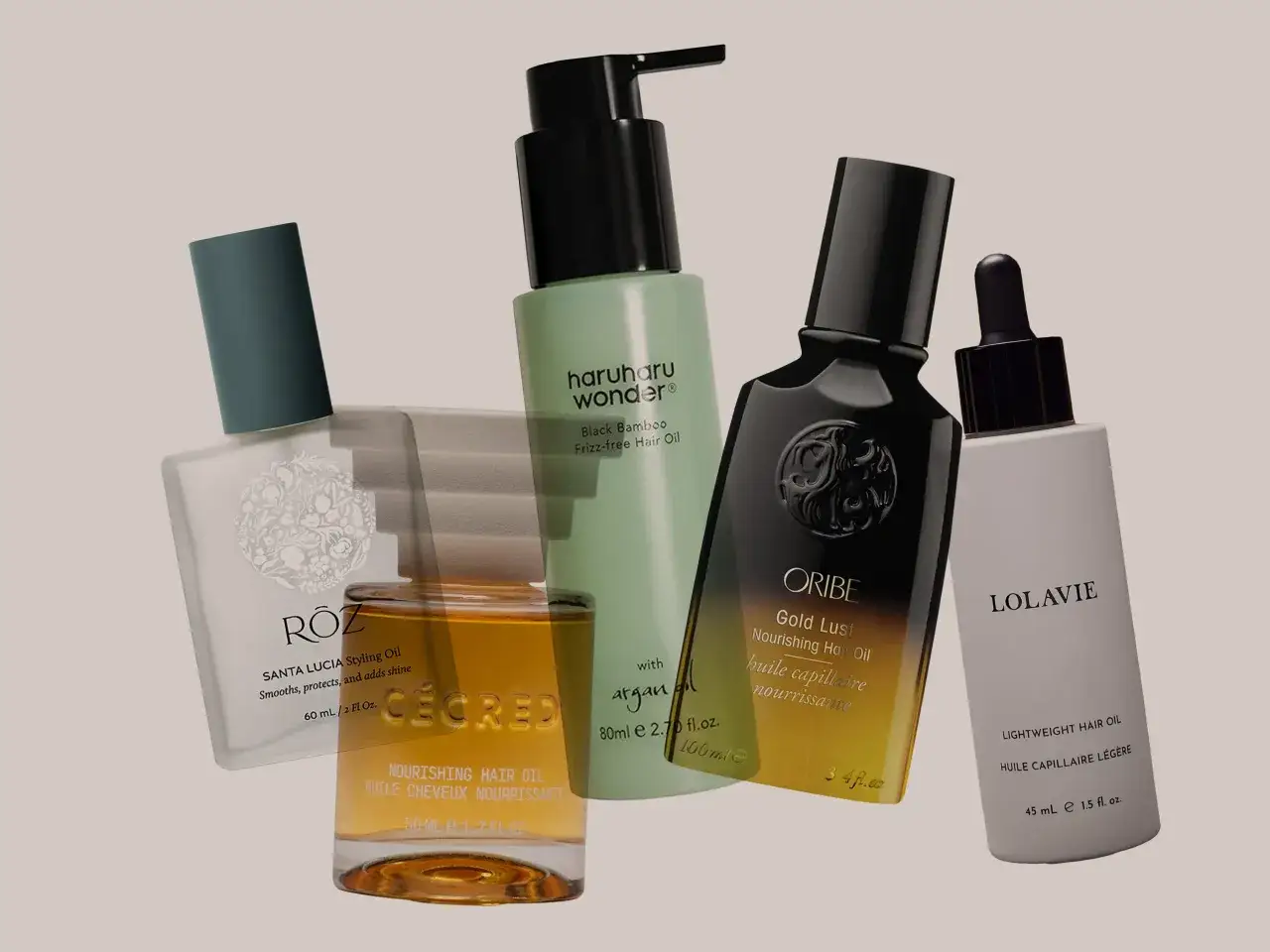 Plusieurs huiles capillaires luxueuses, idéales pour mettre de l'huile sur les cheveux tous les jours.