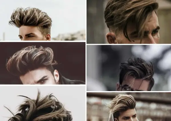 Collage de coiffures homme avec balayage, des looks modernes et stylés pour un style audacieux.