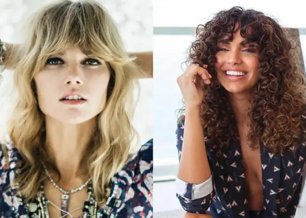Deux femmes, l'une avec une coiffure shaggy blonde et l'autre avec des boucles brunes, sourient.