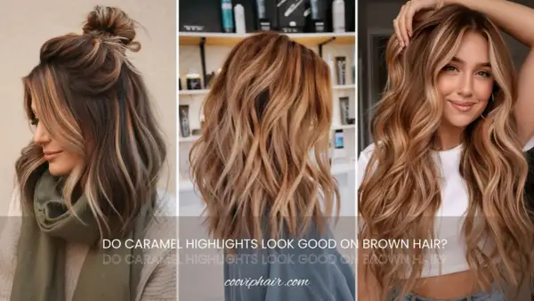 Trois femmes arborent un magnifique balayage sur brune, avec des mèches caramel qui illuminent leurs chevelures ondulées.