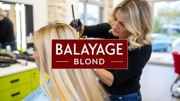 Coiffure : une professionnelle applique une patine éclaircissante sur les cheveux blonds d'une cliente.